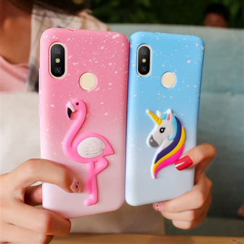 Silicone Case For Xiaomi Mi A2 Lite Redmi 6 Pro Flamingo Girls Back