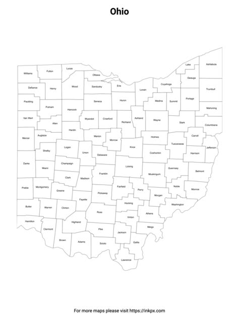 Printable Ohio State Map And Outline Inkpx