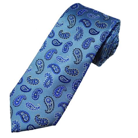 Tresanti Celeste Light Blue Navy Silver Paisley Pattern Men S Silk