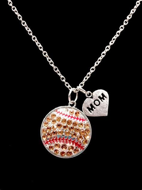 Softball Mom Necklace Softball Jewelry Gift Necklace Heart Etsy