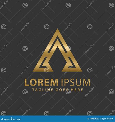 Abstract Letter A Triangle Pyramid Gold Logos Design Vector