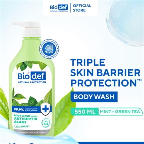 Jual Biodef Natural Protection Mint Green Tea Body Wash Botol Ml