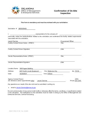 Fillable Online Confirmation Of On Site Inspection Fax Email Print