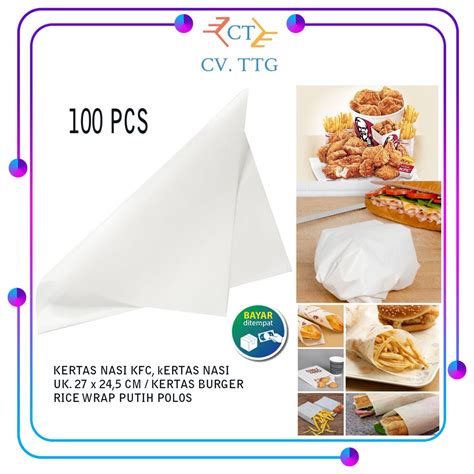 Kertas Bungkus Nasi Kfc Uk X Cm Kertas Burger Polos Pcs