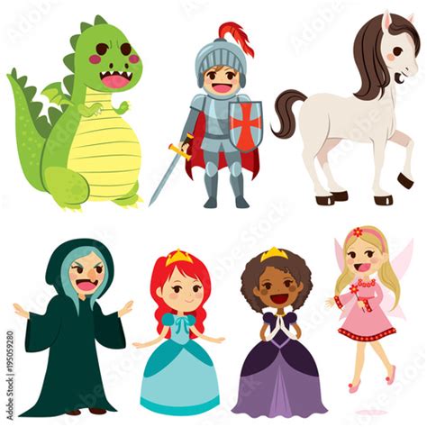 Collection of cute fairy tale characters for children book Stock Vector | Adobe Stock