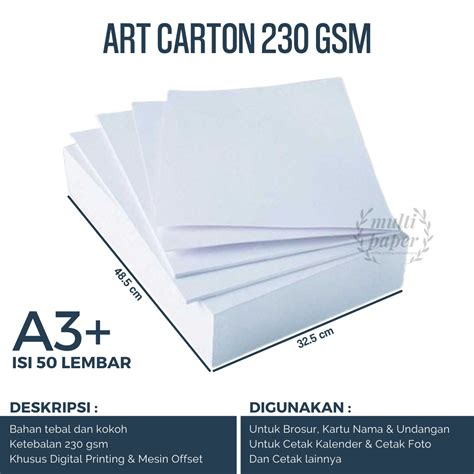 Kertas Art Carton Gsm A Plus Isi Lembar Kertas Art Karton A