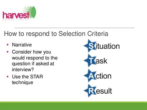 Responding To Selection Criteria