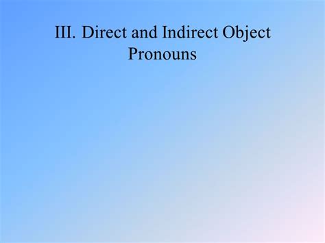 Iii Direct And Indirect Object Pronouns Ppt Descargar