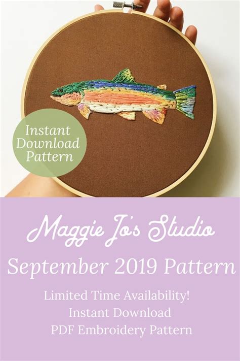 Rainbow Trout Embroidery Pattern Digital Download Pattern Etsy