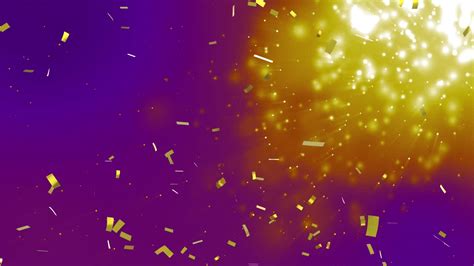 Premium stock video - Animation of gold confetti falling over glowing ...