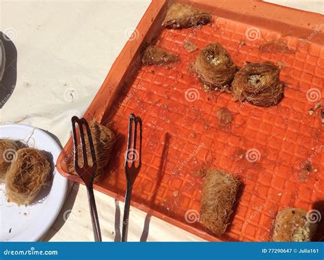 Baklava sweets in Israel. stock image. Image of cuisine - 77290647