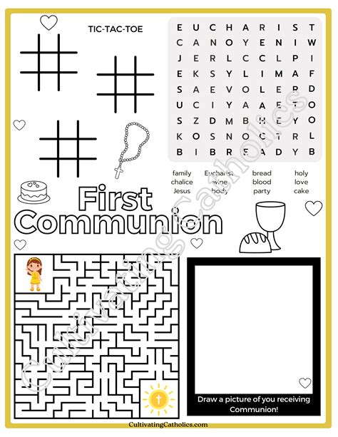 First Communion Activity Page Printable Cultivating Catholics