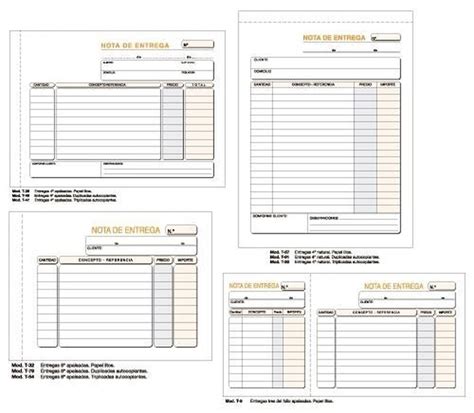 Talonarios De Notas De Entrega LOAN Modelos T32 T79 T54 T57 T91