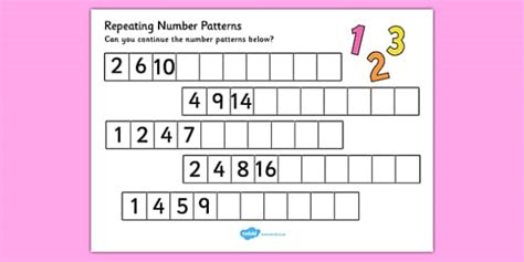 Repeating Pattern Worksheet Activity Sheets Numbers