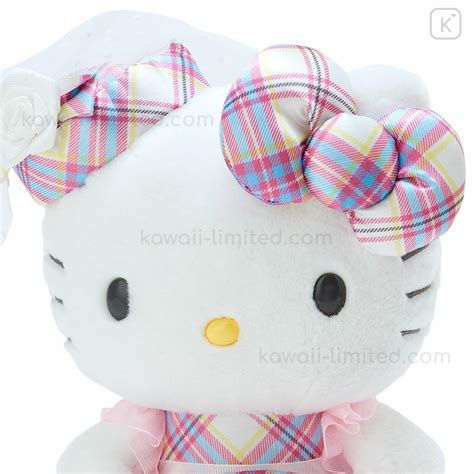 Japan Sanrio Original Plush Toy Hello Kitty Tartan 50th Anniversary