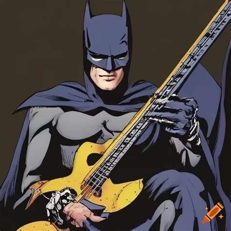 Batman Playing Bass With Miles Davis In A Comic Book Panel On Craiyon