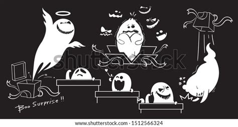 Monochrome Ghost Apparition Spook Horror Set Stock Vector Royalty Free 1512566324