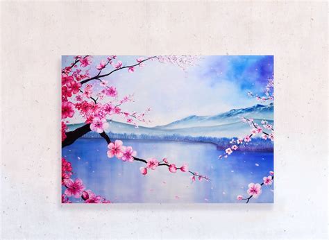 Spring Tree Oversize Oil Painting, Sakura Painting Abstract Art Blush Pink Decor Springtime ...