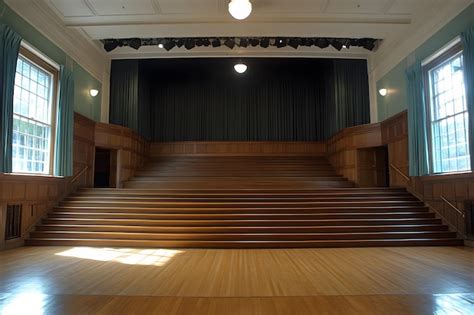 Premium Photo School Auditorium Prepped For Performance Or Assembly