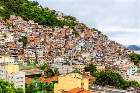 Premium Photo Colorful Brazilian Favelas Slums On The Hill Rio De