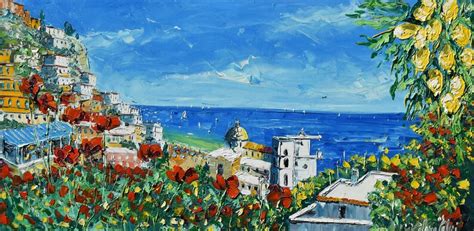 Positano Painting On Canvas Amalfi Coast Wall Art Decor Etsy