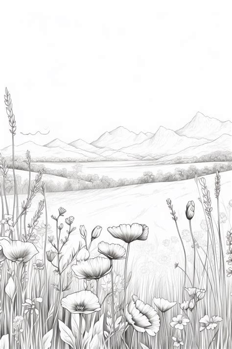 draw  flower field   easy steps artofit