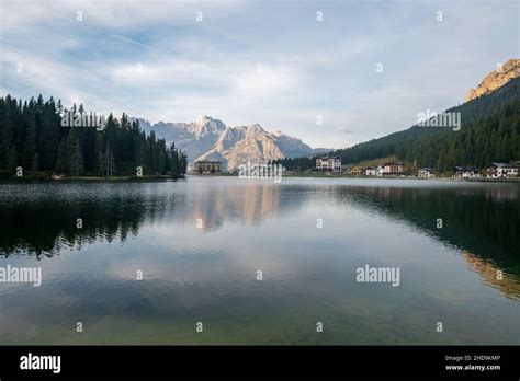 Lake Misurina Or Lago Di Misurina Italy National Park Tre Cime Di