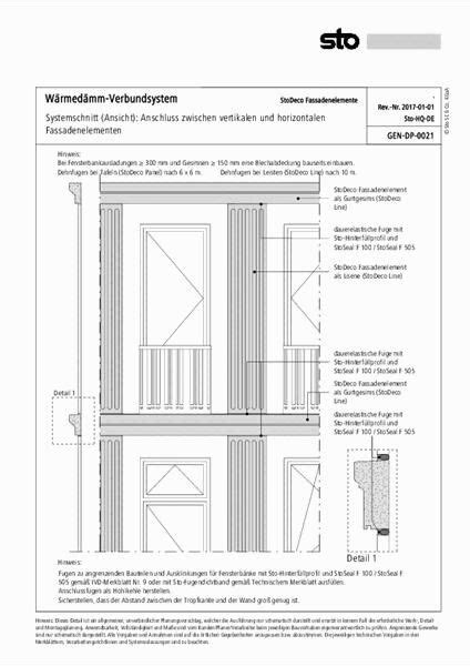 CAD Detail StoTherm Systeme StoDeco Fassadenelemente Sto Heinze De