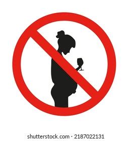 Pregnant Woman Forbidden Drink Alcohol Vector Stock Vector Royalty