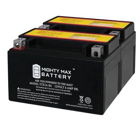 YTX7A BS 12V 6AH Sealed Lead AGM Battery For Motorcycle 2 Pack