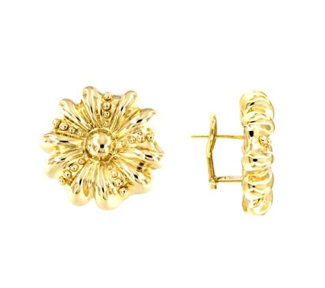 Chimento Coppia Orecchini Oro Giallo Fiori A Clips Usato