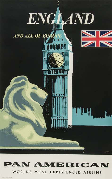 Vintage Travel Poster Pan Am England And All Of Europe Retro