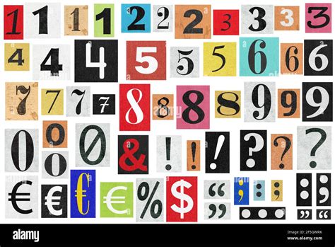 Ransom Notes Paper Cut Numbers And Letters Old Newspaper Magazine