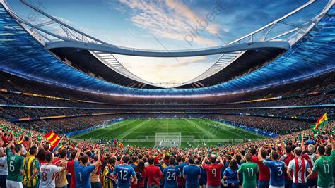 Aerial View Of The Largest Soccer Stadiums Worldwide With Massive