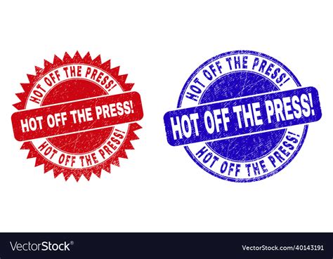 Hot Off The Press Round And Rosette Stamps Vector Image