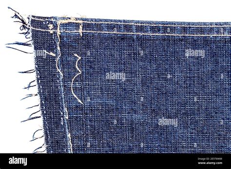 Part Of Blue Denim Jeans Back Pocket Isolated On White Background Stock