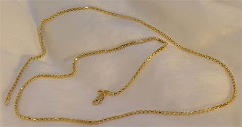 K Genuine Solid Yellow Gold Box Chain Necklace Inches Real