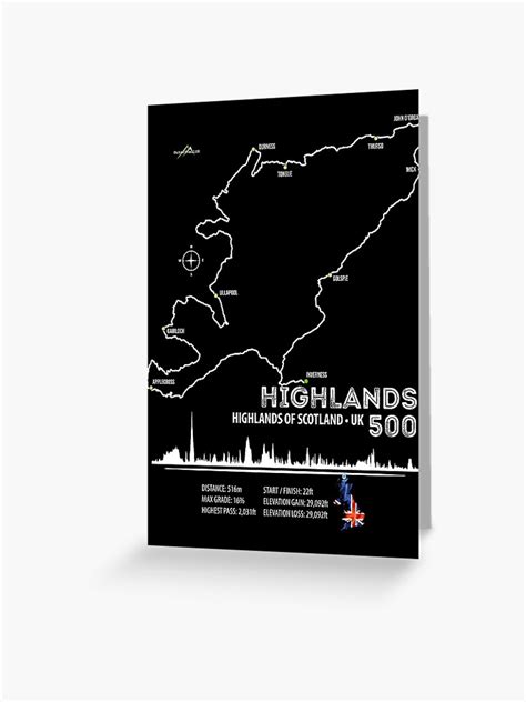 "Highlands Route 500 Scotland Scottish 500 Road Trip Motorcycle Sports Car Camper Trail Map Art ...