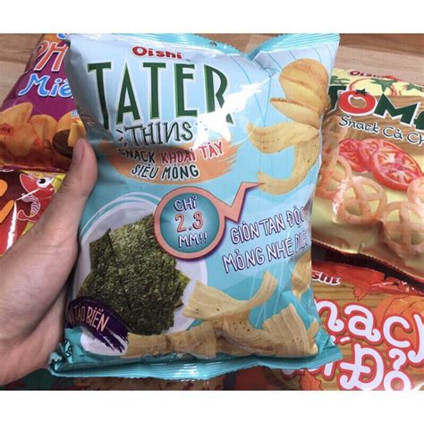 Bim bim Oishi Tater Thins Snack Khoai Tây Sieu Mỏng Vị Tảo Biển 32g