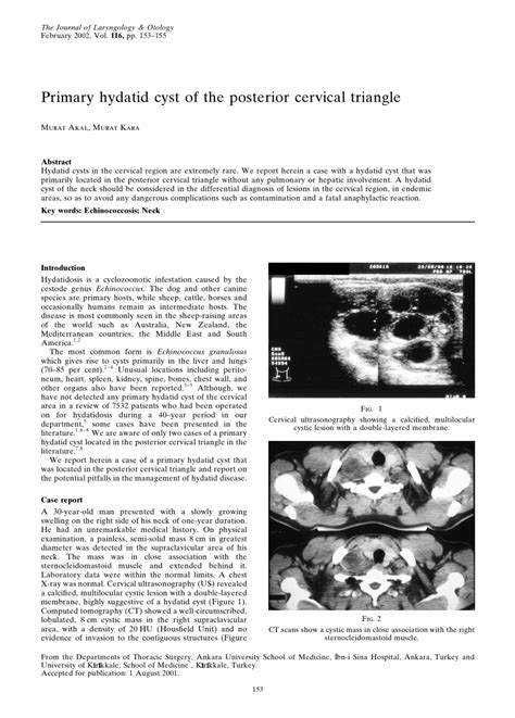 Pdf Primary Hydatid Cyst Of The Posterior Cervical Triangle