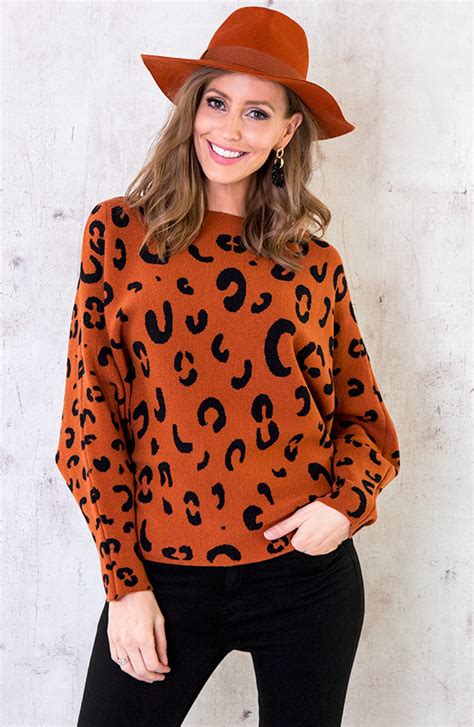 Leopard Oversized Trui Terracotta Fashionmusthaves Nl