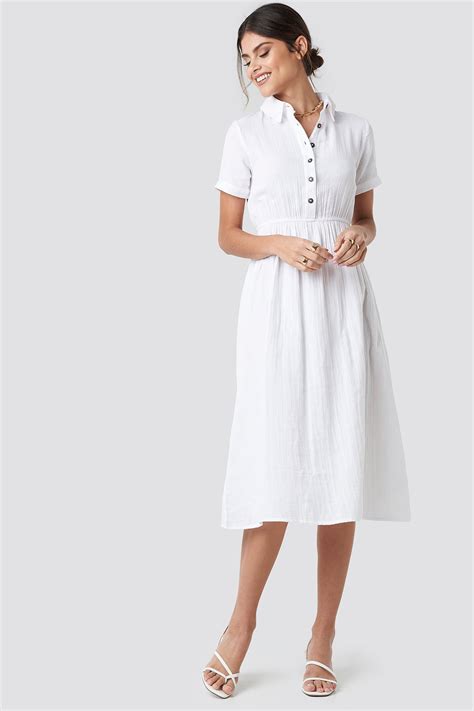 Light Cotton Midi Dress White Na