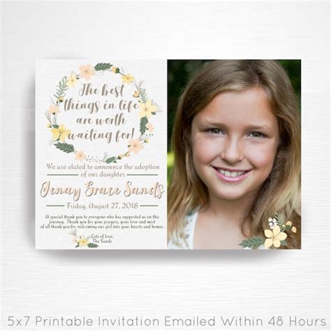 Adoption Gotcha Day Party Printable Announcement Invitation Etsy