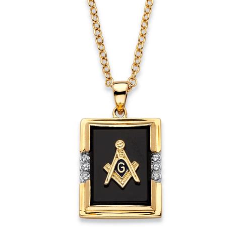 PalmBeach Jewelry - Men's Emerald-Cut Genuine Black Onyx Masonic ...