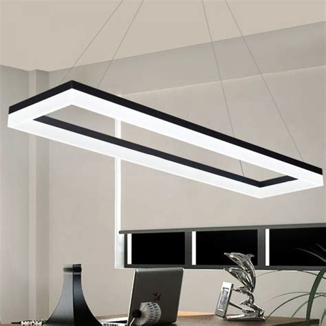 Black Rectangle Chandelier Light Modernism Acrylic Led Pendant Light