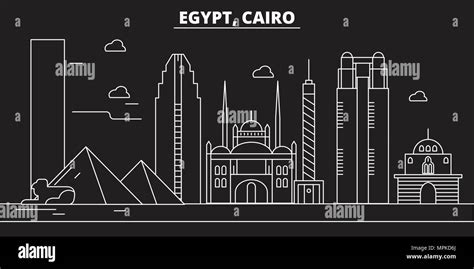 Cairo Silhouette Skyline Egypt Cairo Vector City Egyptian Linear