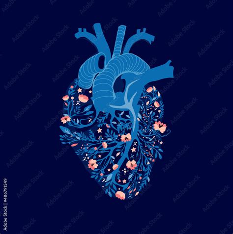 Floral Heart Anatomy Shaped Vector Illustration Stock Vector Adobe Stock