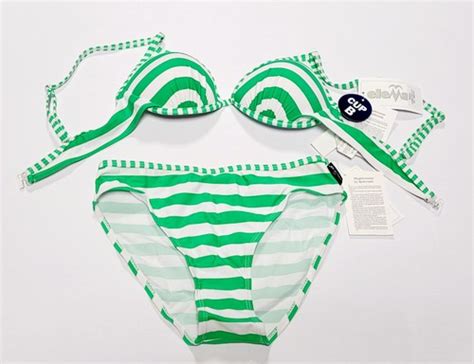 eleMar Damen Bademode Frauen Bikini grün weiß gestreift CUP B Gr 36 eBay de