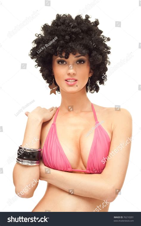 Sexy Woman Bikini Afro Wig Isolated Stock Photo Shutterstock