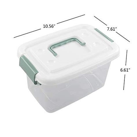 Neadas 5 L Small Plastic Clear Storage Bins Latch Boxes With White